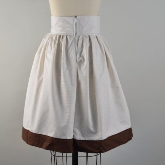 Handmade Circle Bubble Skirt Brown Sailor Stripe Medium Retro Vintage Inspired - Picture 4 of 6